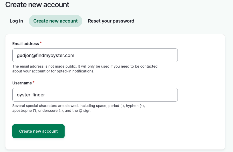 Create Account Form